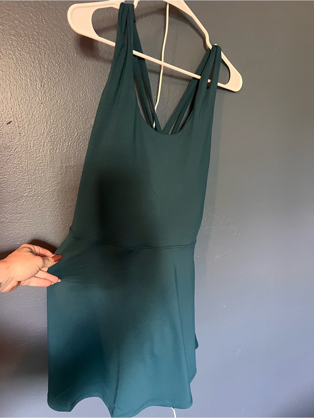 Fabletics Deep Teal Sleeveless Fit-and-Flare Mini Dress